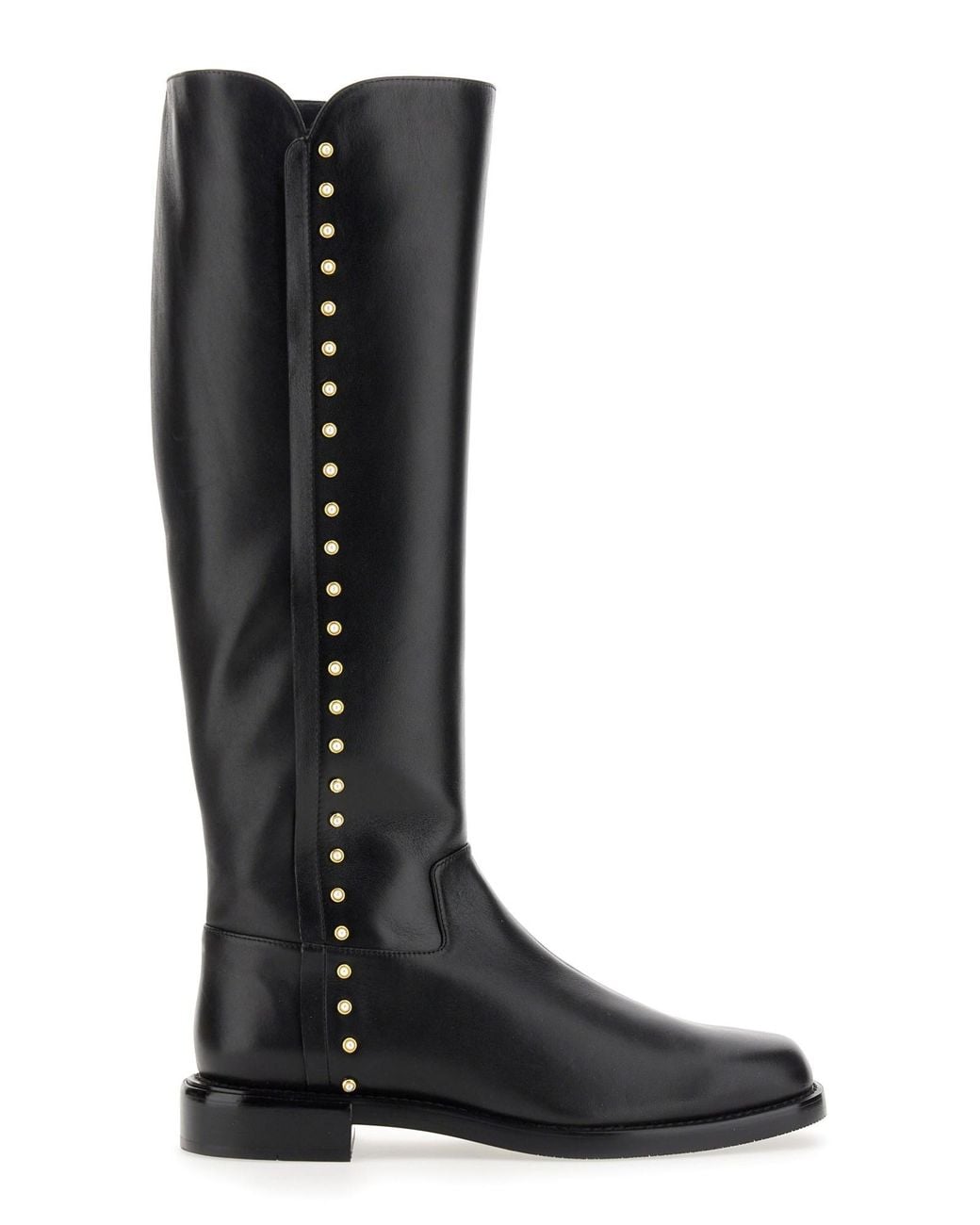 Stuart Weitzman Black Tall Studded Riding Boots