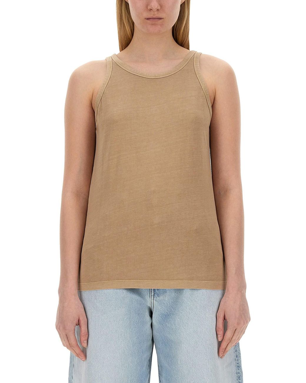 Sportmax Blue Solid Round Neck Top