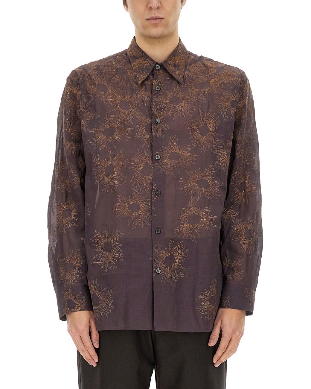 Dries Van Noten Brown Printed Shirt for men