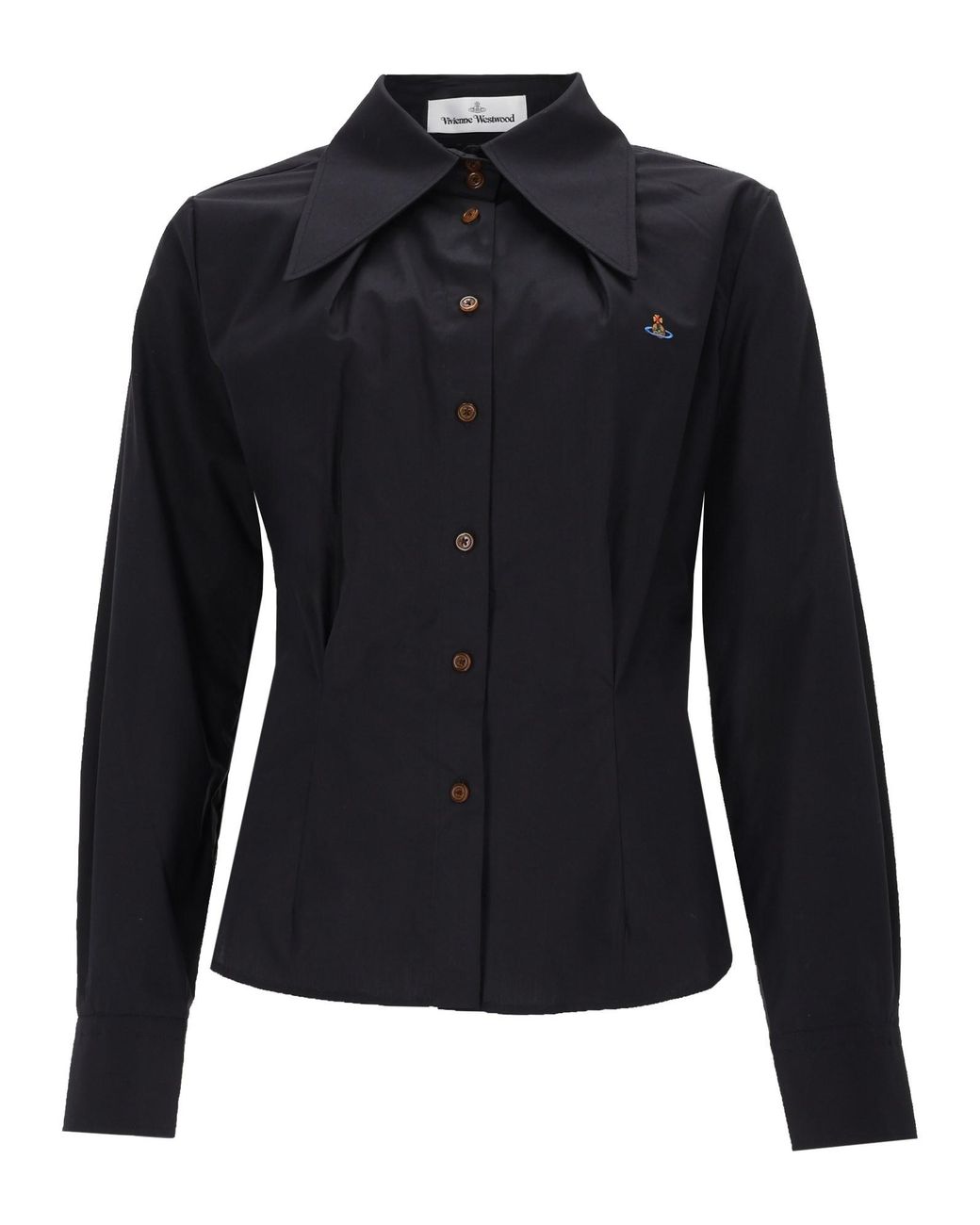 Vivienne Westwood Black Fitted Pointed Collar Cotton Shirt