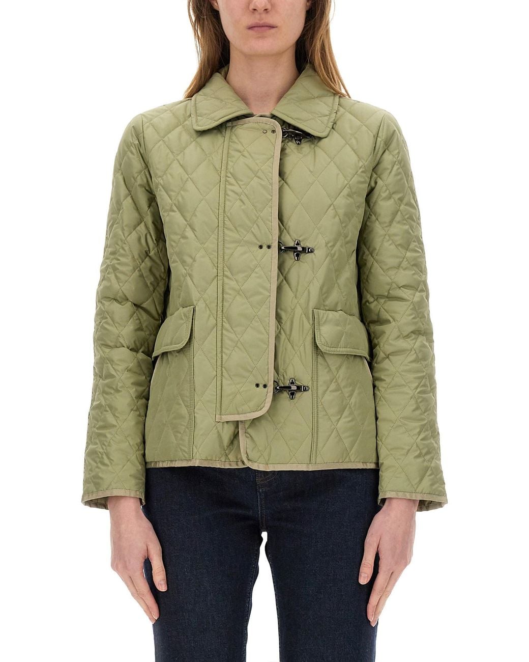 Fay Green 3-Hook Nylon Quilted Jacket