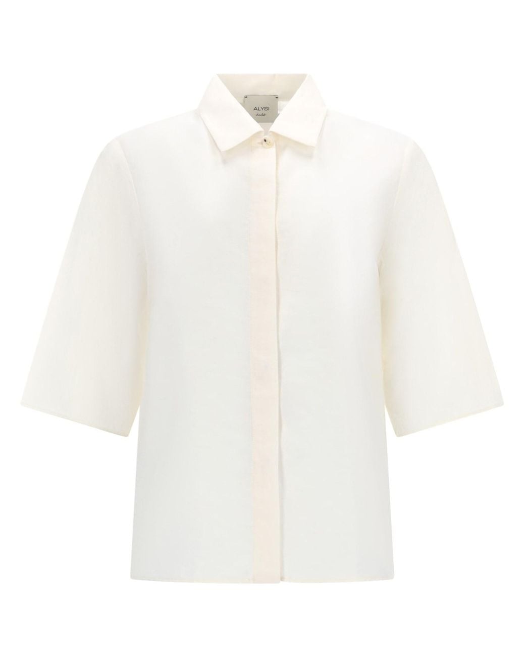 Alysi White Silk Cropped Shirt
