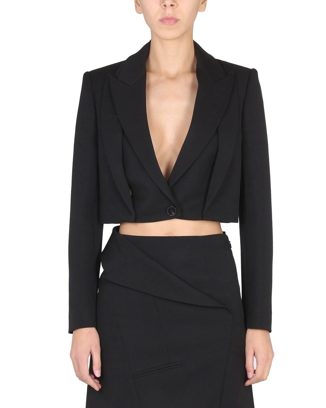 McQueen Black Mini Cropped Double Revers Jacket