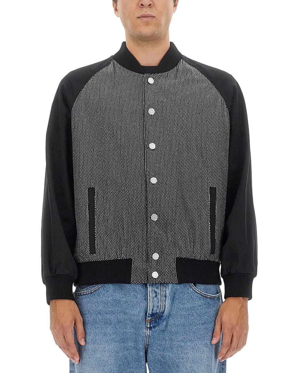 Balmain Gray Bomber Jacket With Logo for men