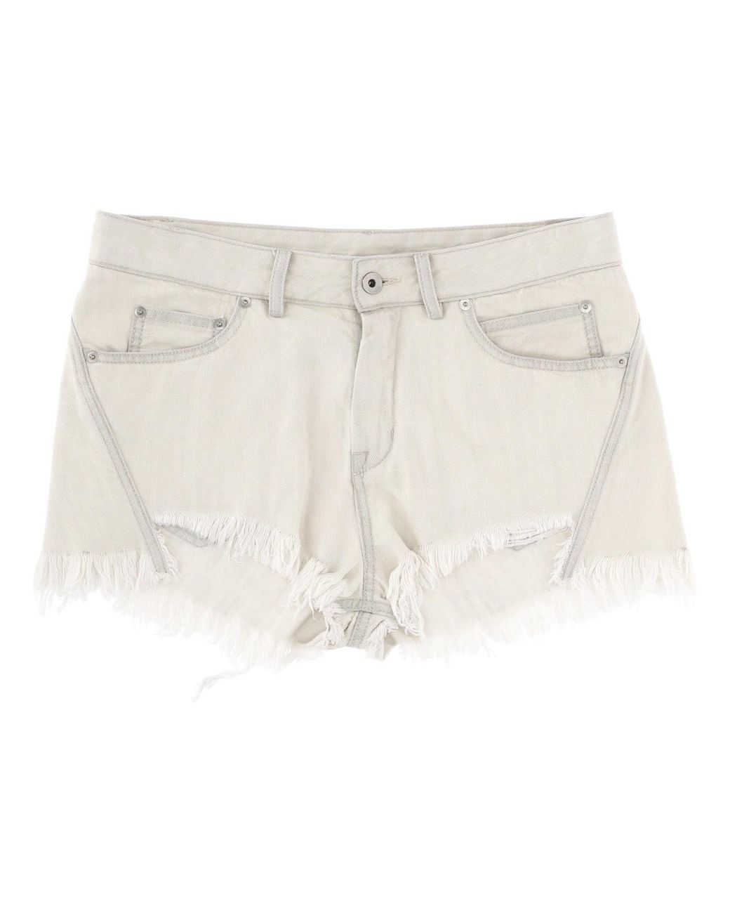 Rick Owens Natural Shorts Bias Cutoffs Cotton