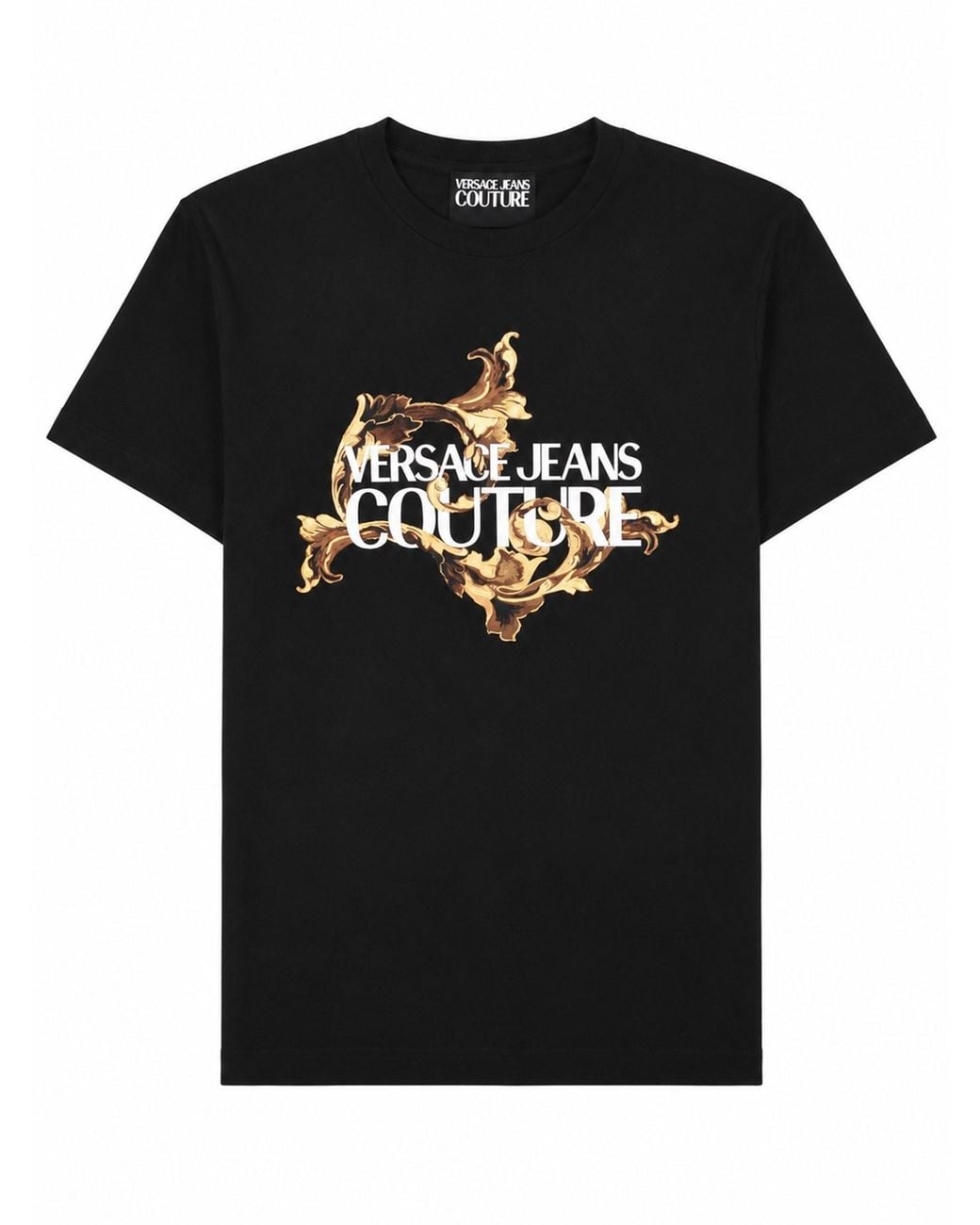 Versace Jeans Couture Black T-Shirt Con Logo Baroque for men