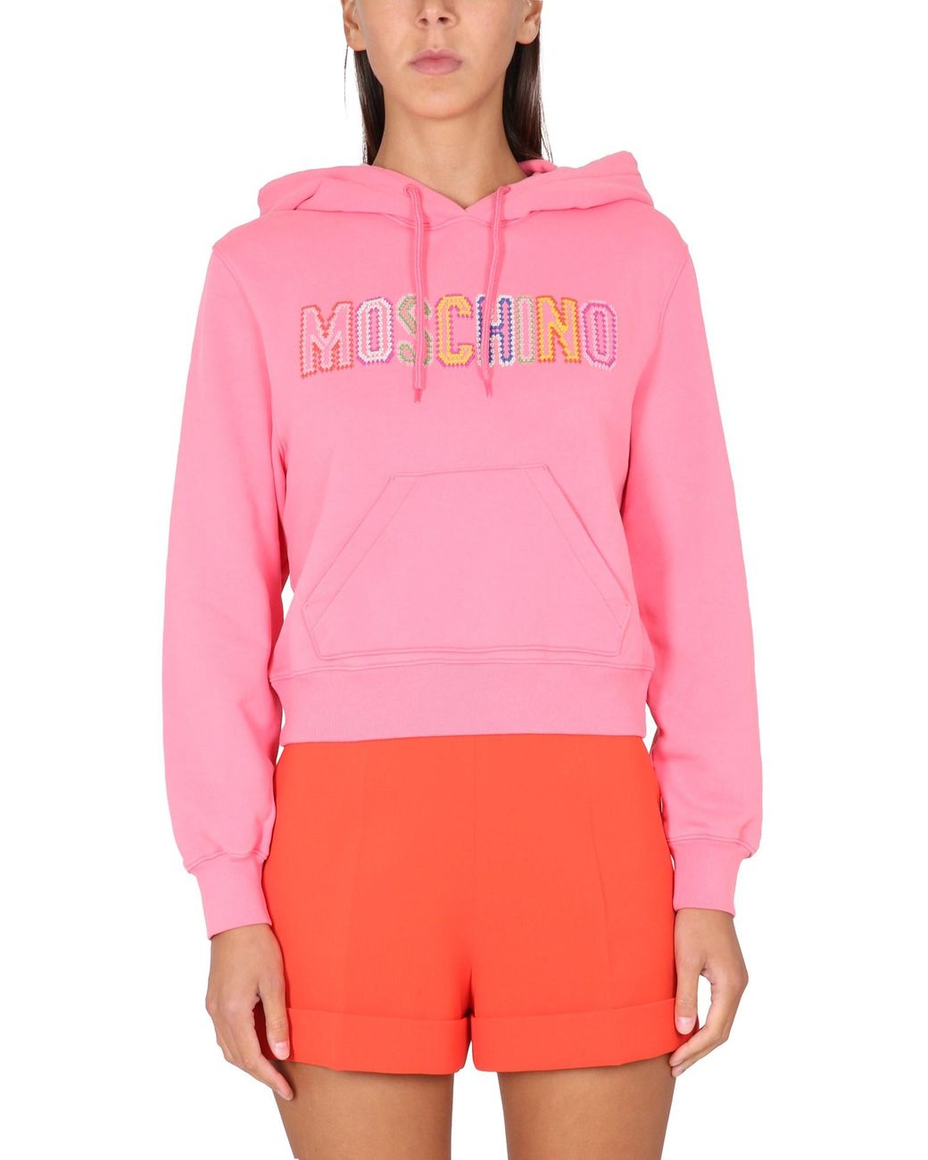 Moschino Pink Logo Crochet Sweatshirt