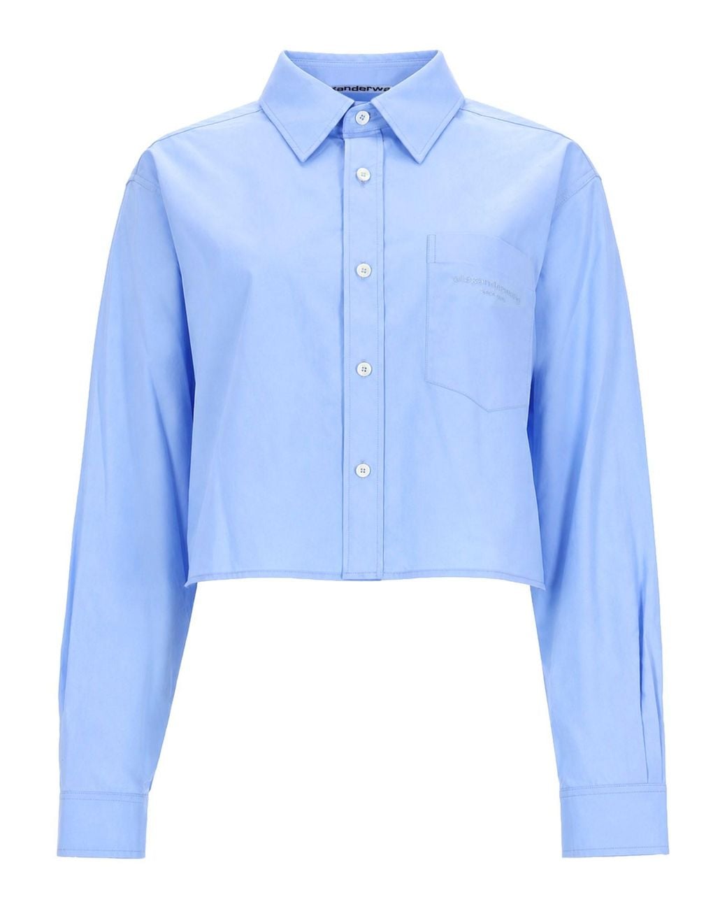 Alexander Wang Blue Camicia Crop Con Logo