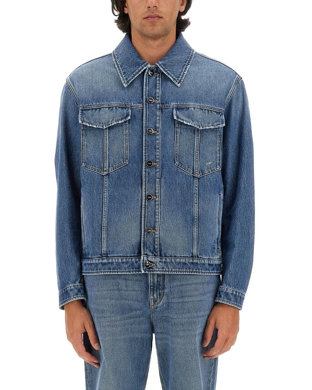 Fendi Blue Denim Jacket for men