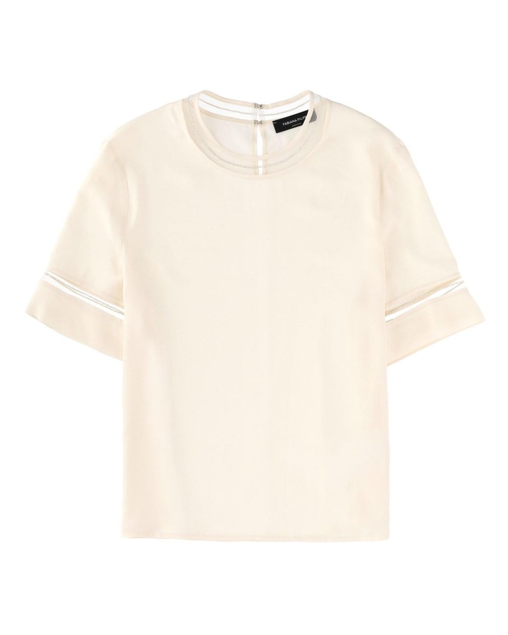 Fabiana Filippi Natural T-Shirt With Transparent Details Acetate T-Shirts