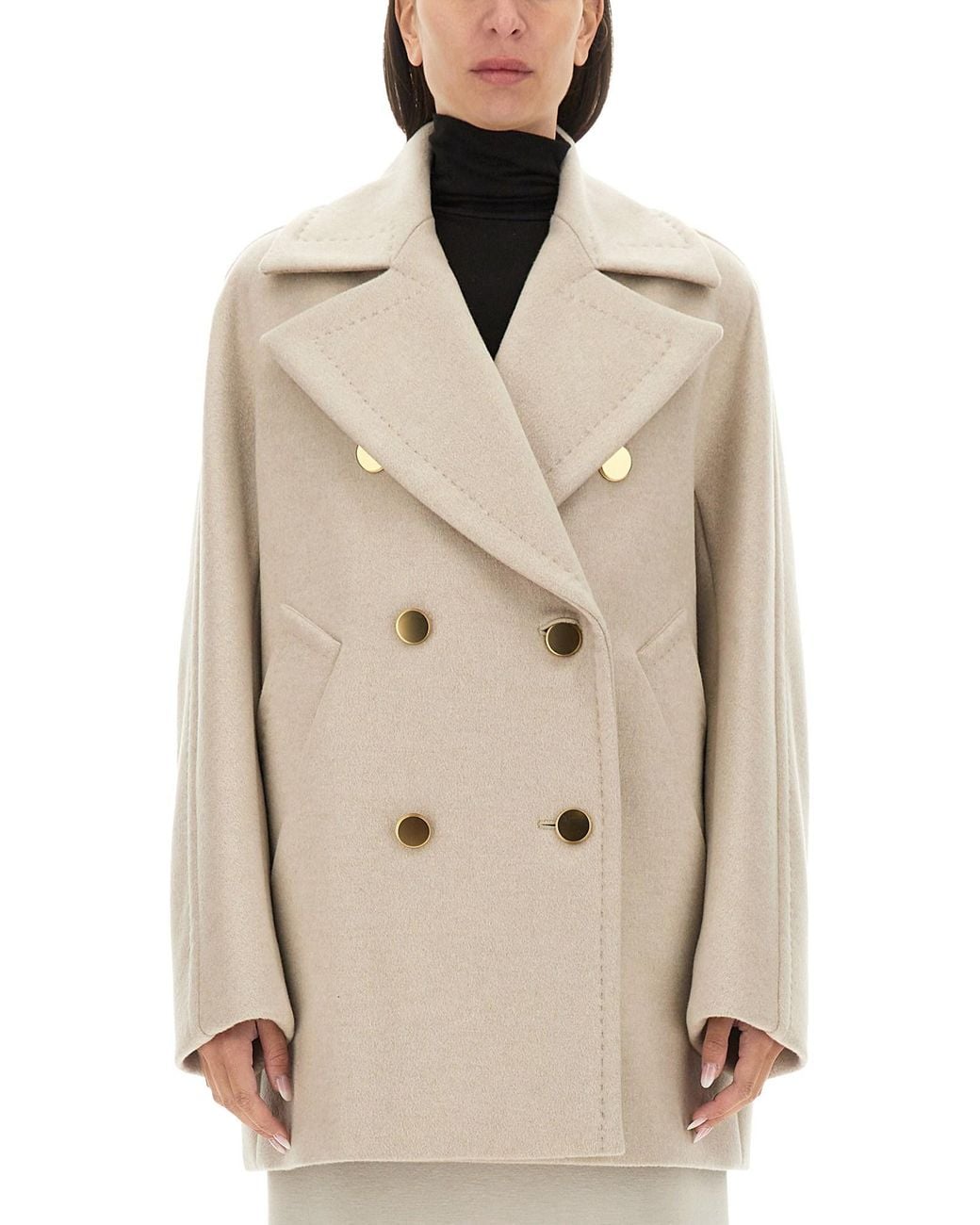 Max Mara Natural Oversized Double Cashmere Caban Jacket