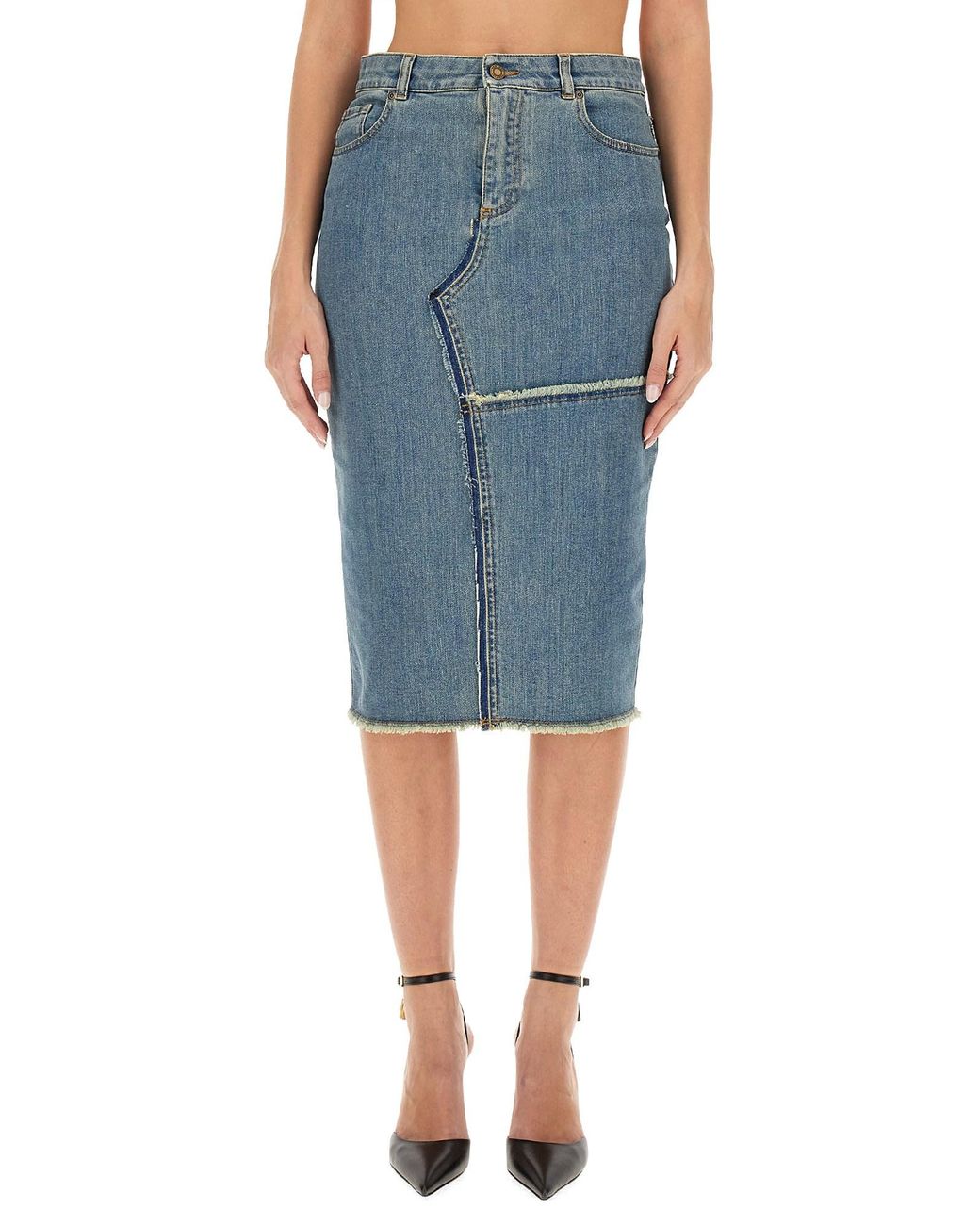 Tom Ford Blue Slim Fit Midi Skirt