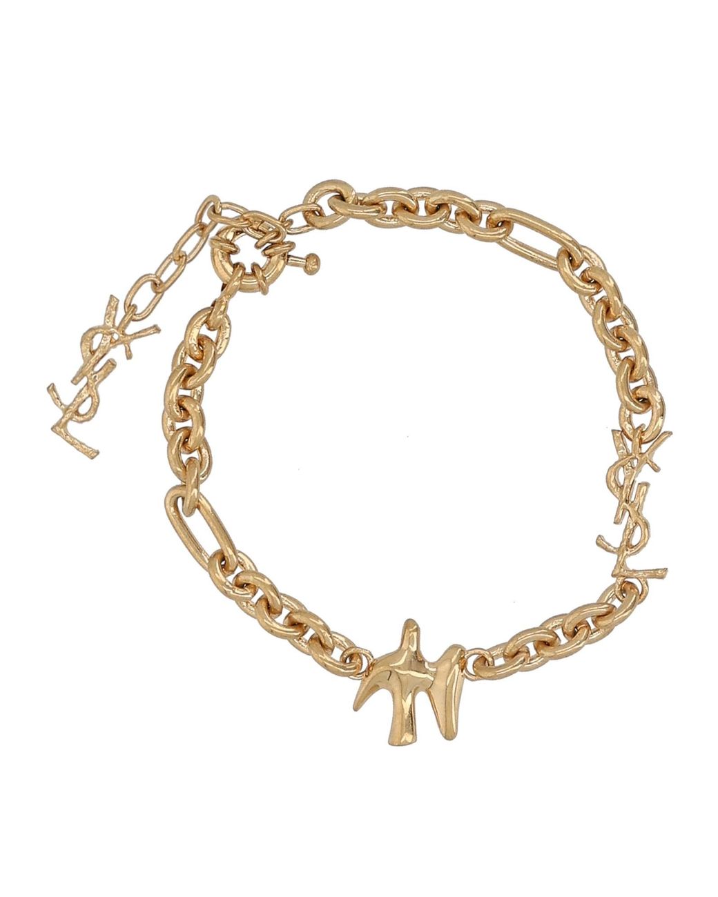 Saint Laurent Metallic Bracciale Con Colomba E Cassandre