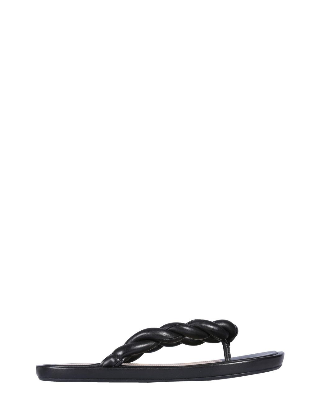 Red(v) Black Red (v) Leather Slide Sandals
