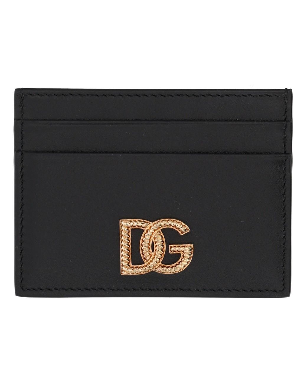 Dolce & Gabbana Black Leather Card Holder Wallets & Purses