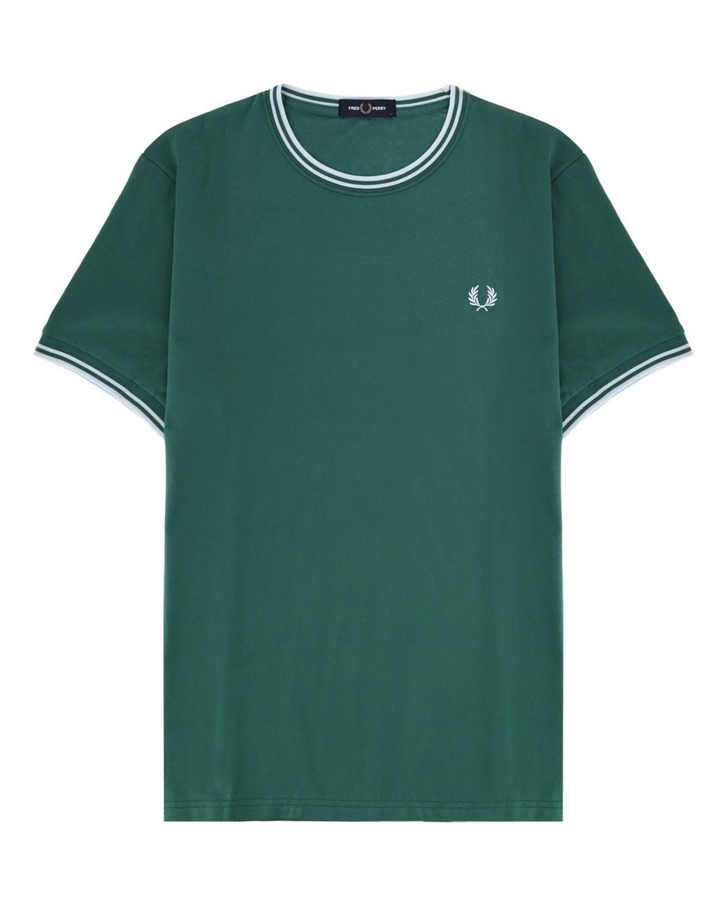 Fred Perry Green T-Shirt Con Doppia Riga for men