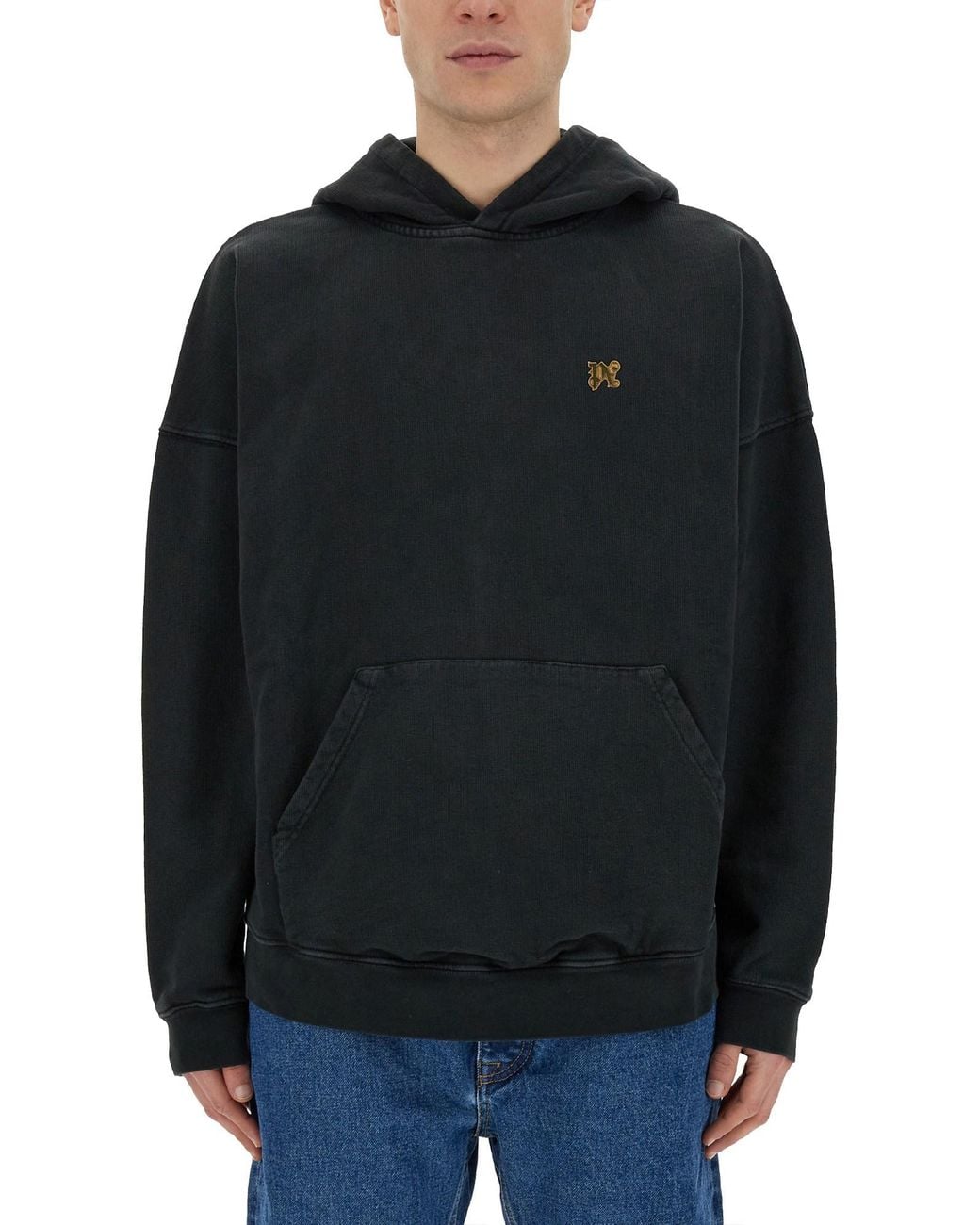Palm Angels Blue Burning Monogram" Print Sweatshirt for men