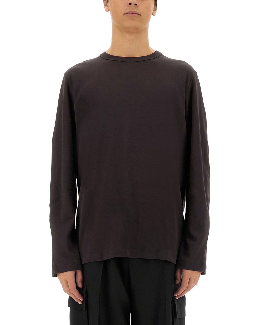 Helmut Lang Black Relaxed Fit Long-Sleeve Crew Neck T-Shirt With Tonal Logo for men