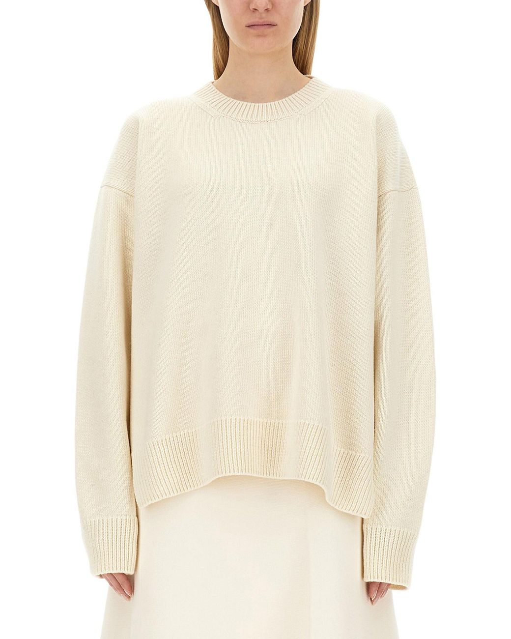 Jil Sander Natural Regular Fit Wool Cashmere Sweater