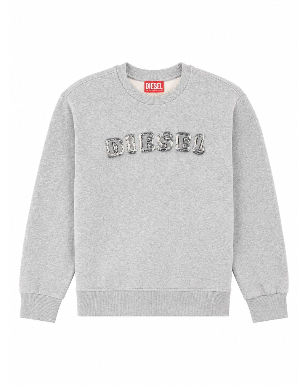 DIESEL Gray Felpa Girocollo Con Logo Sfrangiato