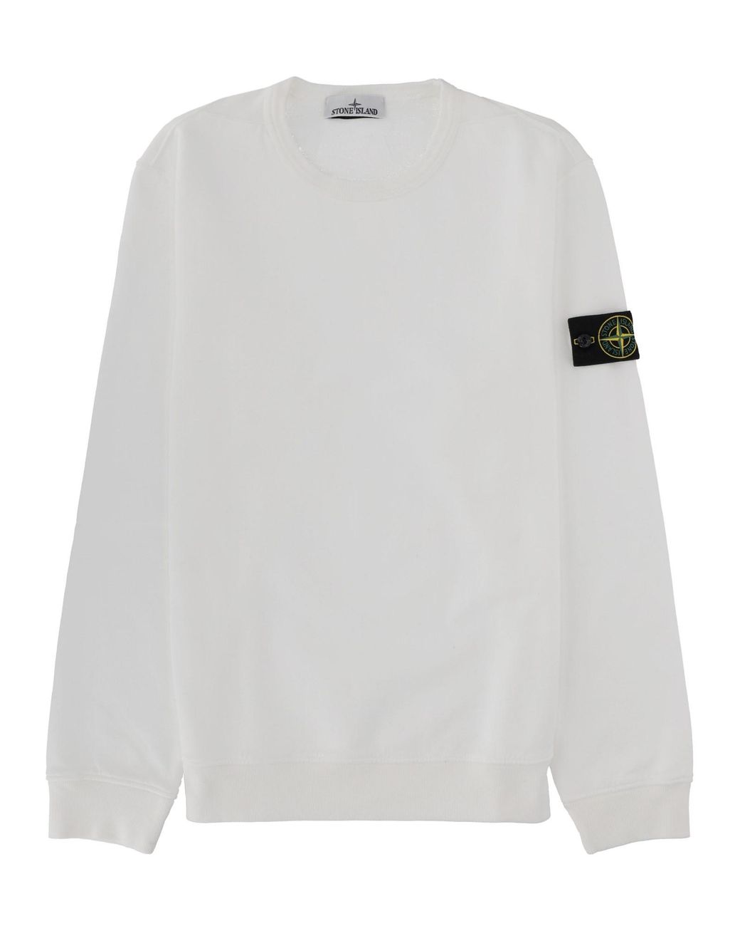 Stone Island White Felpa Con Patch Logo for men