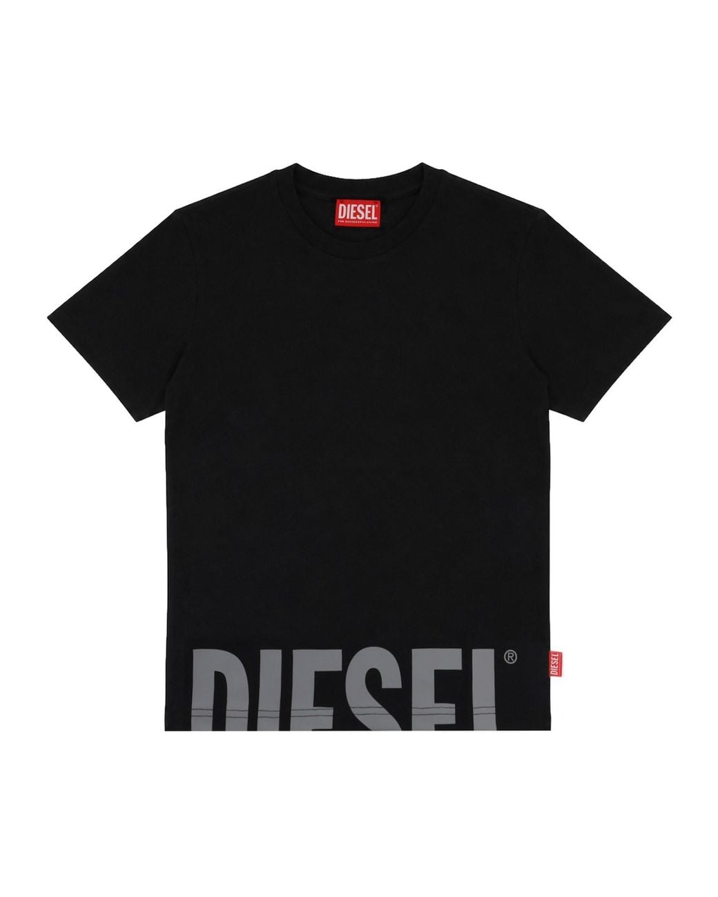 DIESEL Black T-Shirt Con Logo Cut-Off