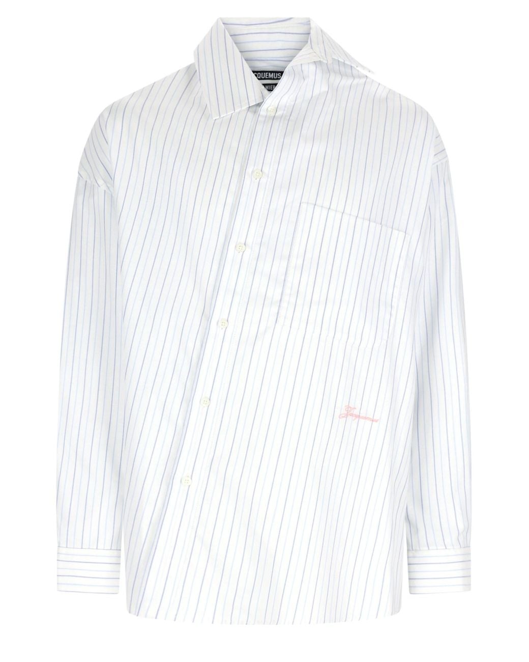 Jacquemus White Camicia "Cuadro" A Righe for men