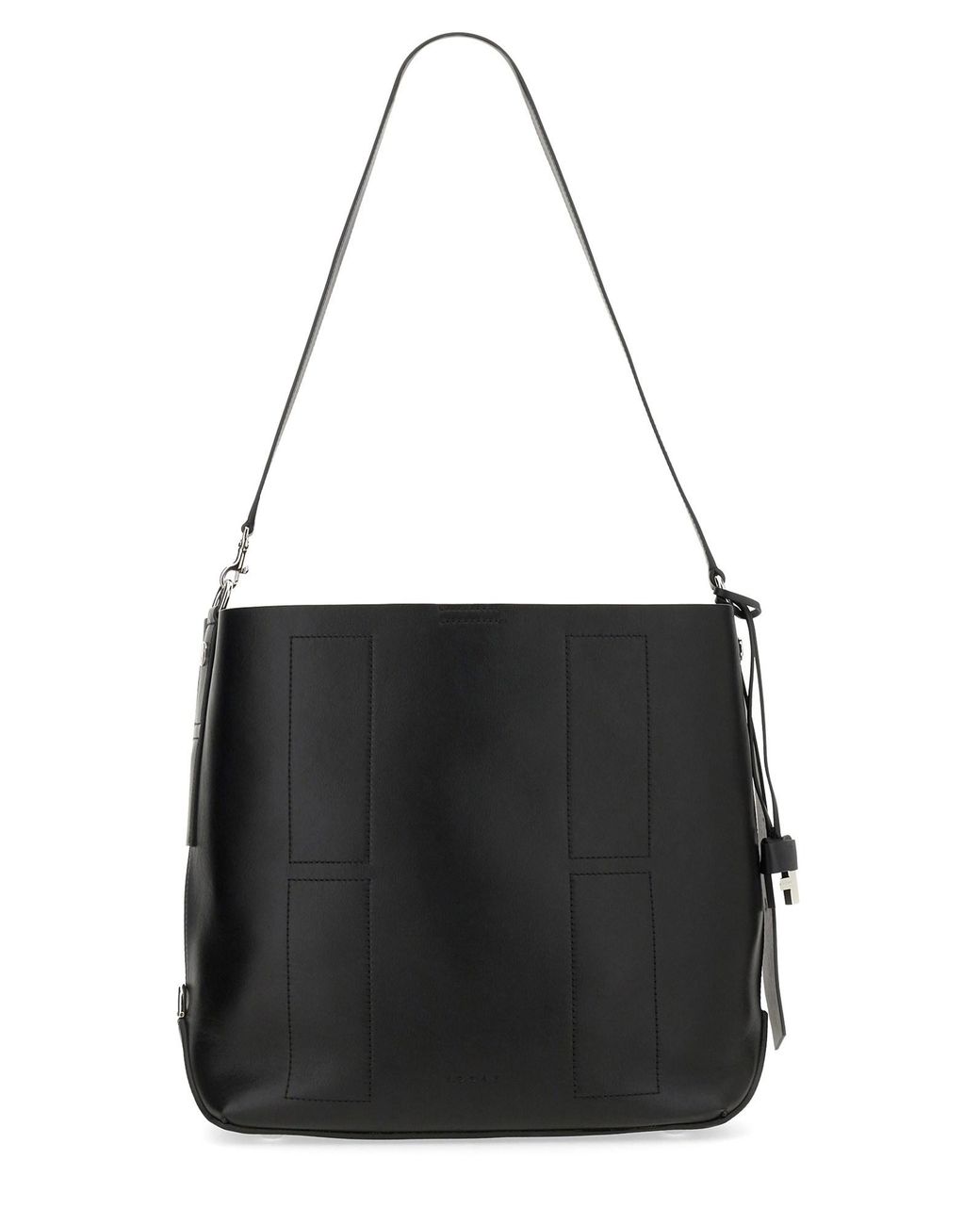 Hogan Black Hocket Medium Leather Hobo Bag