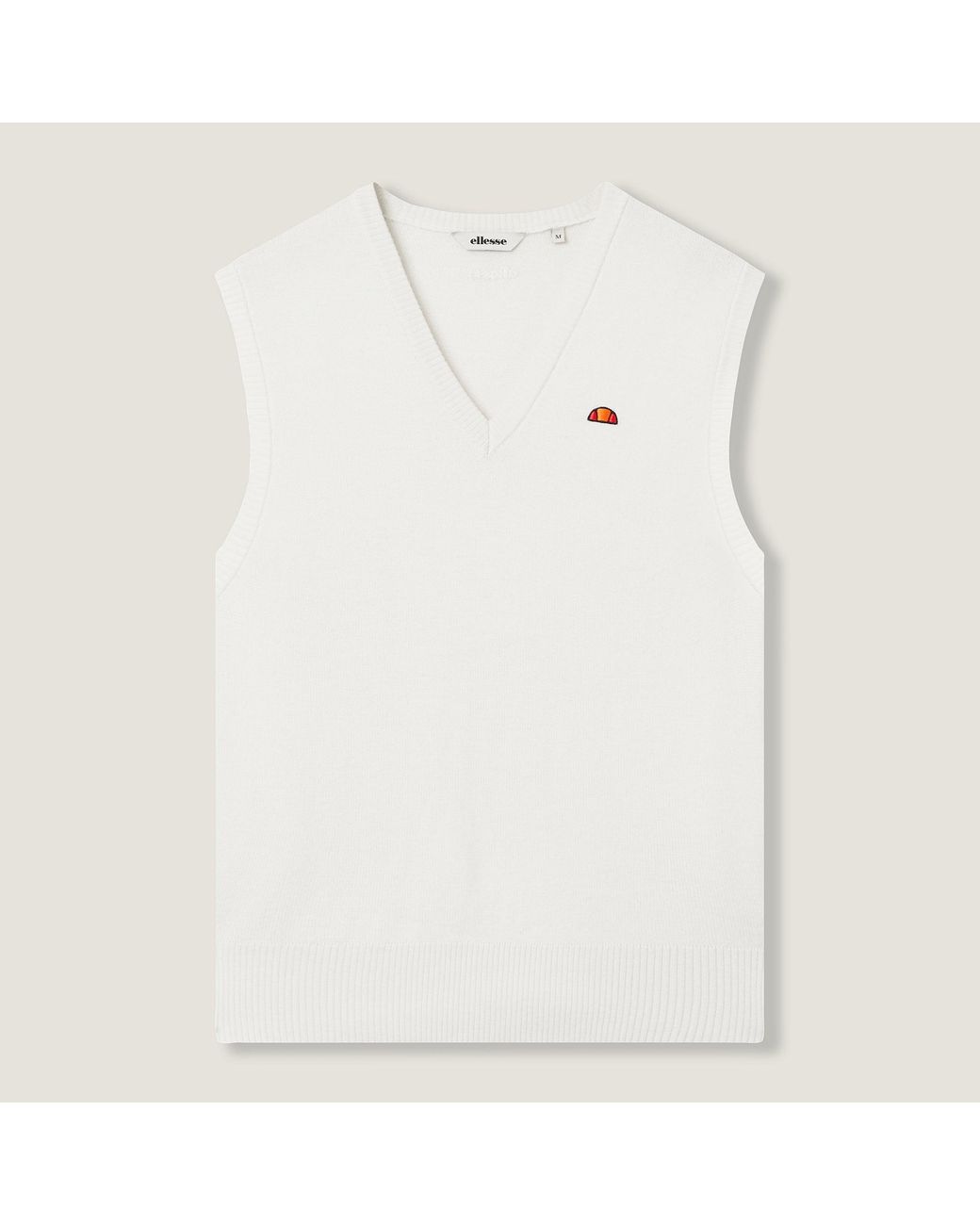 Ellesse White V-Neck Knitted Vest for men
