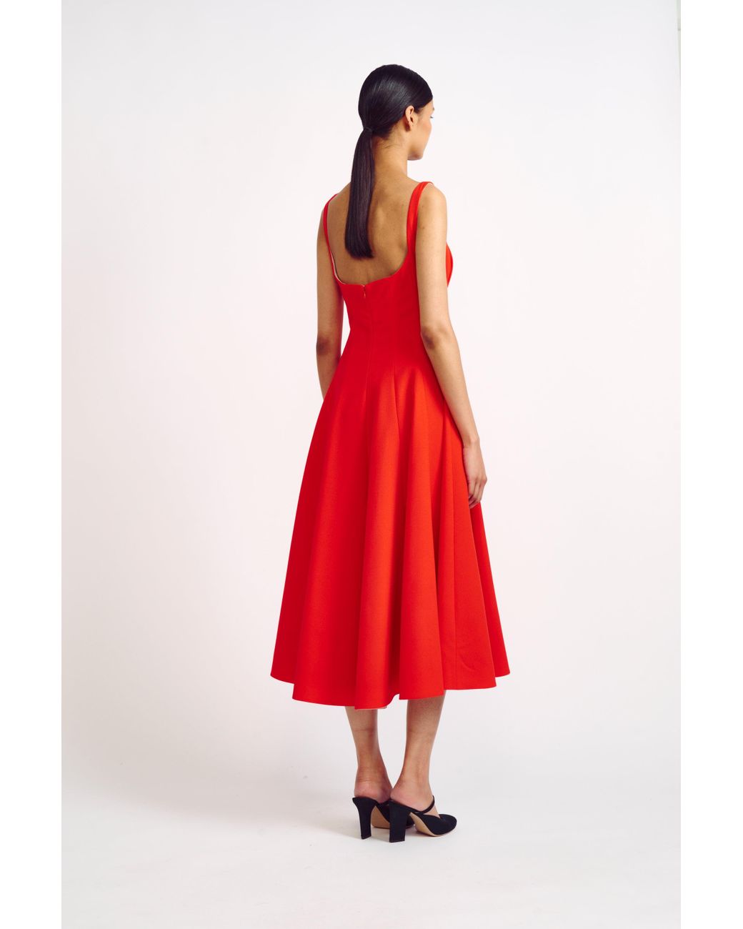 Emilia Wickstead Collins Coral Single Wool Crepe Dress in Red | Lyst UK
