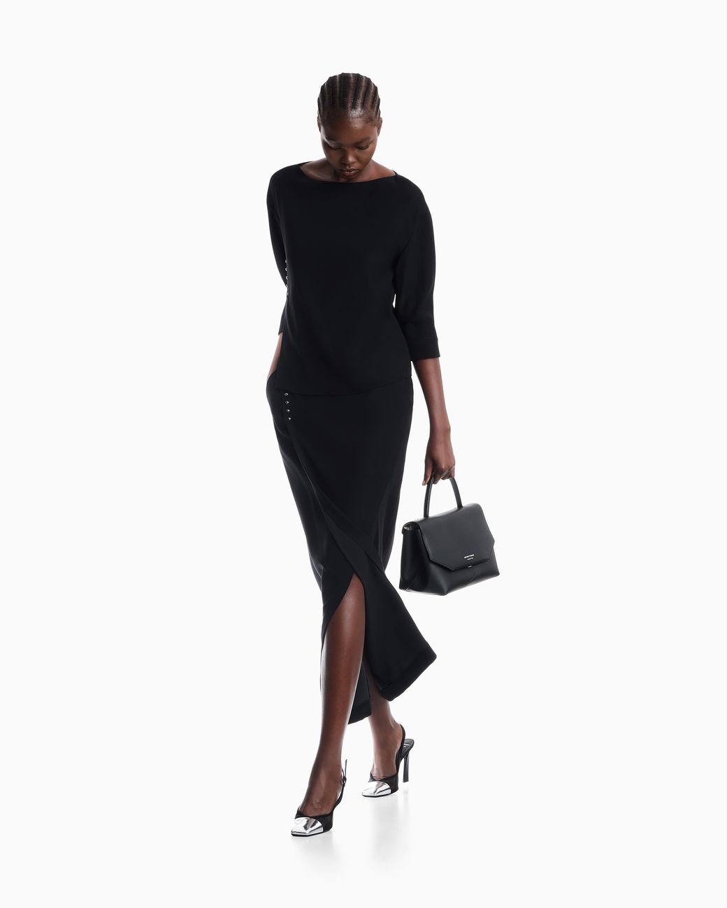Emporio Armani Black Unlined Wrap Skirt