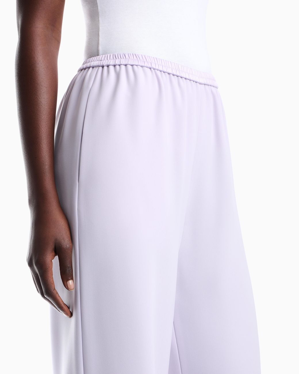 Emporio Armani White Techno Cady Wide-Leg Trousers With An Elasticated Waistband