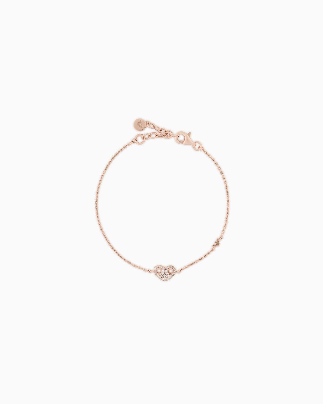 Emporio Armani White Rose-Tone Sterling Heart Bracelet