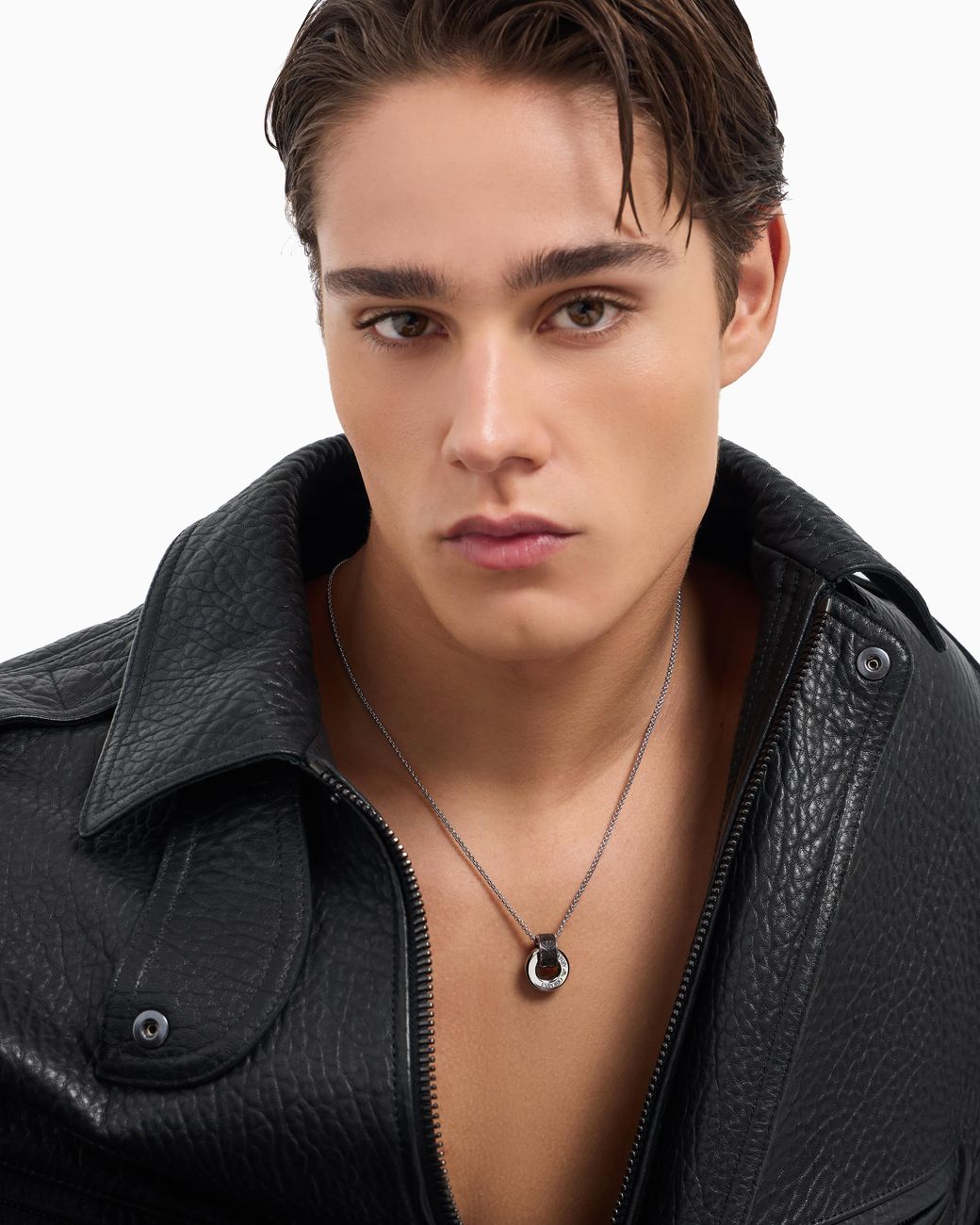 Emporio Armani Metallic Stainless Steel Pendant Necklace for men