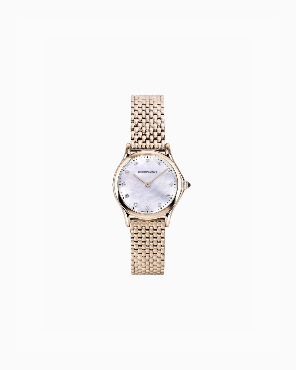 Emporio Armani White Swiss Two-Hand Pale Stainless Steel Watch