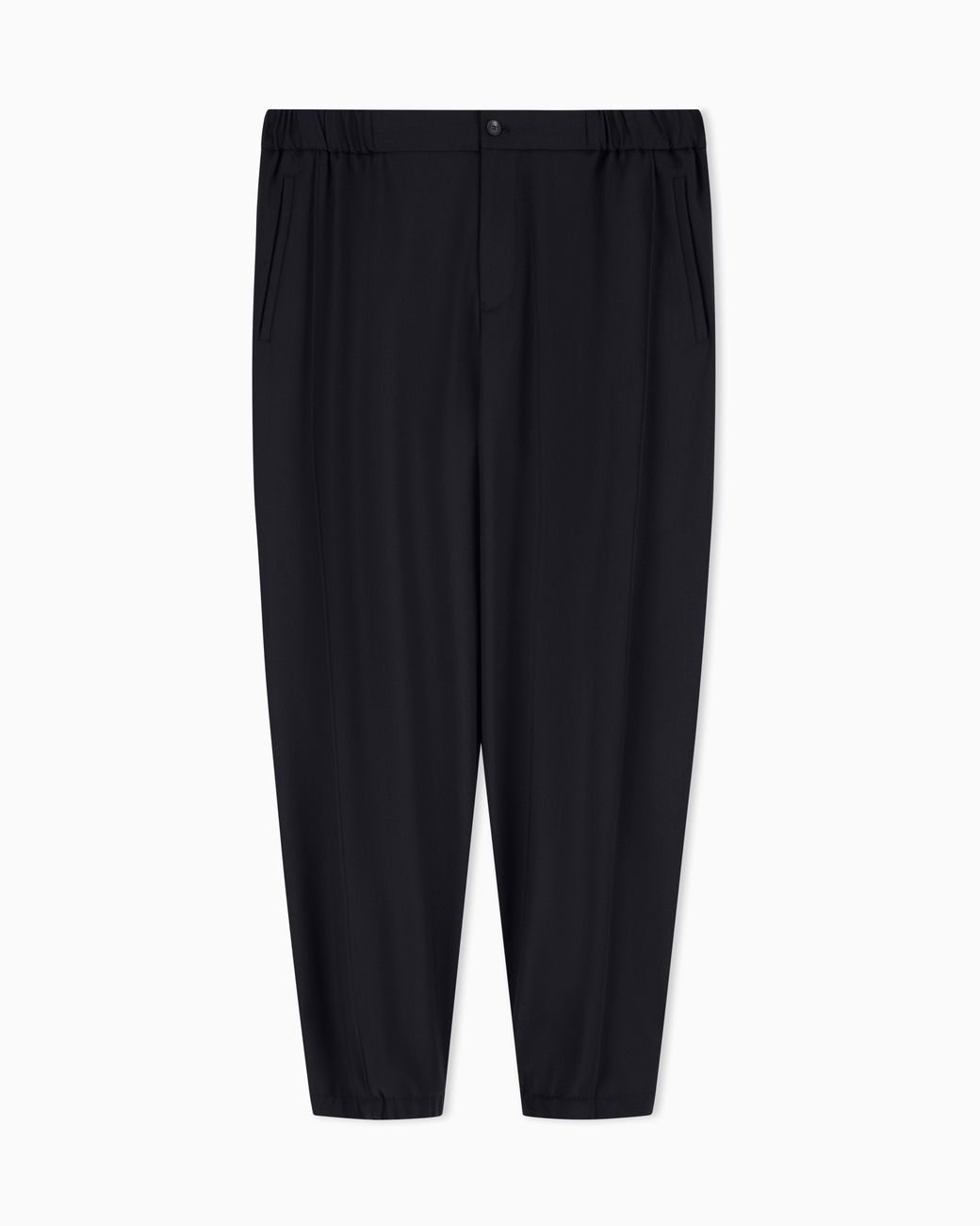 Emporio Armani Black Tropical Light Wool Canvas Trousers for men