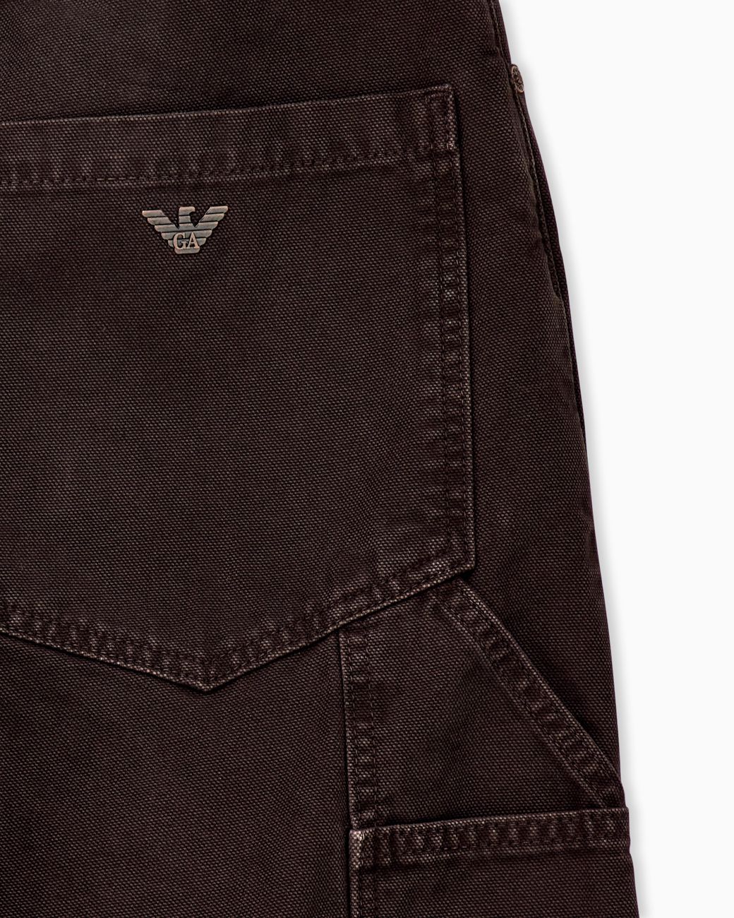 Emporio Armani Brown Oversized Cotton Workwear Trousers With Utility Pockets for men