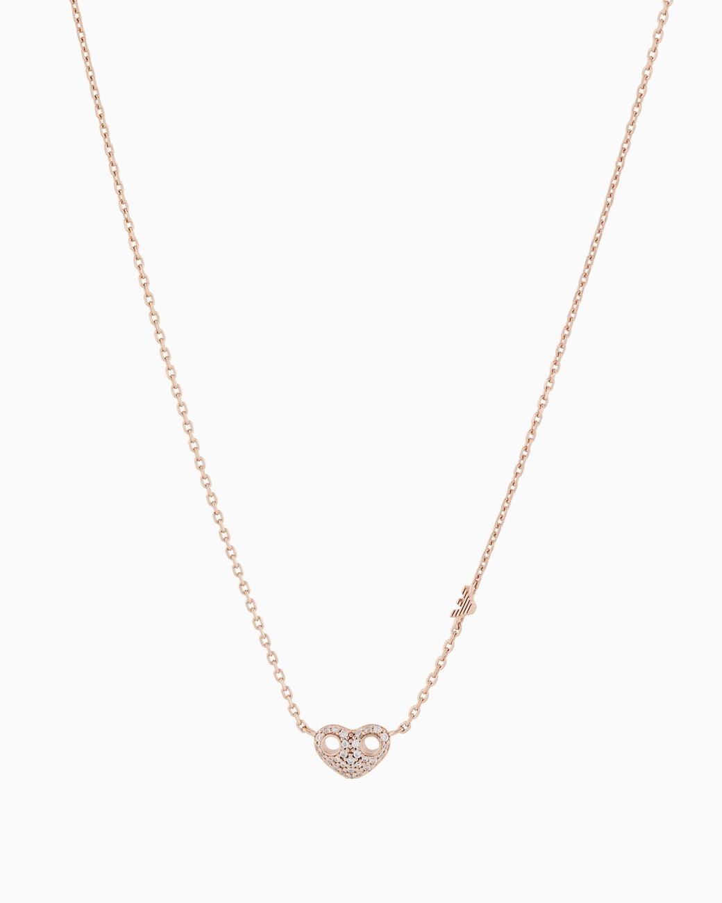 Emporio Armani Metallic Rose-Tone Sterling Heart Necklace