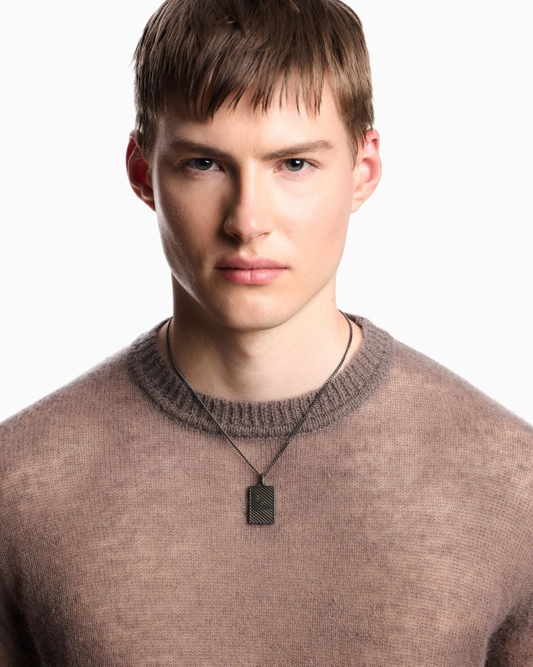 Emporio Armani Metallic Two-Tone Stainless Steel Dog Tag Necklace for men