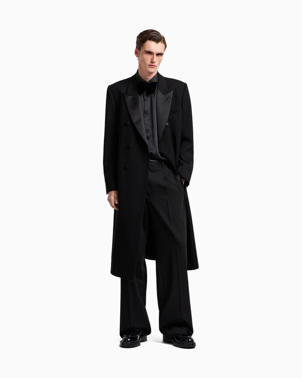 Emporio Armani Black Double-Breasted Coat for men
