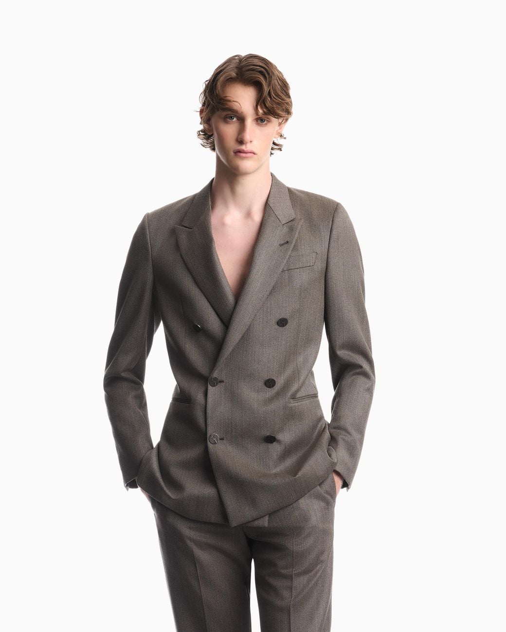 Emporio Armani Gray Double-Breasted Jacket for men