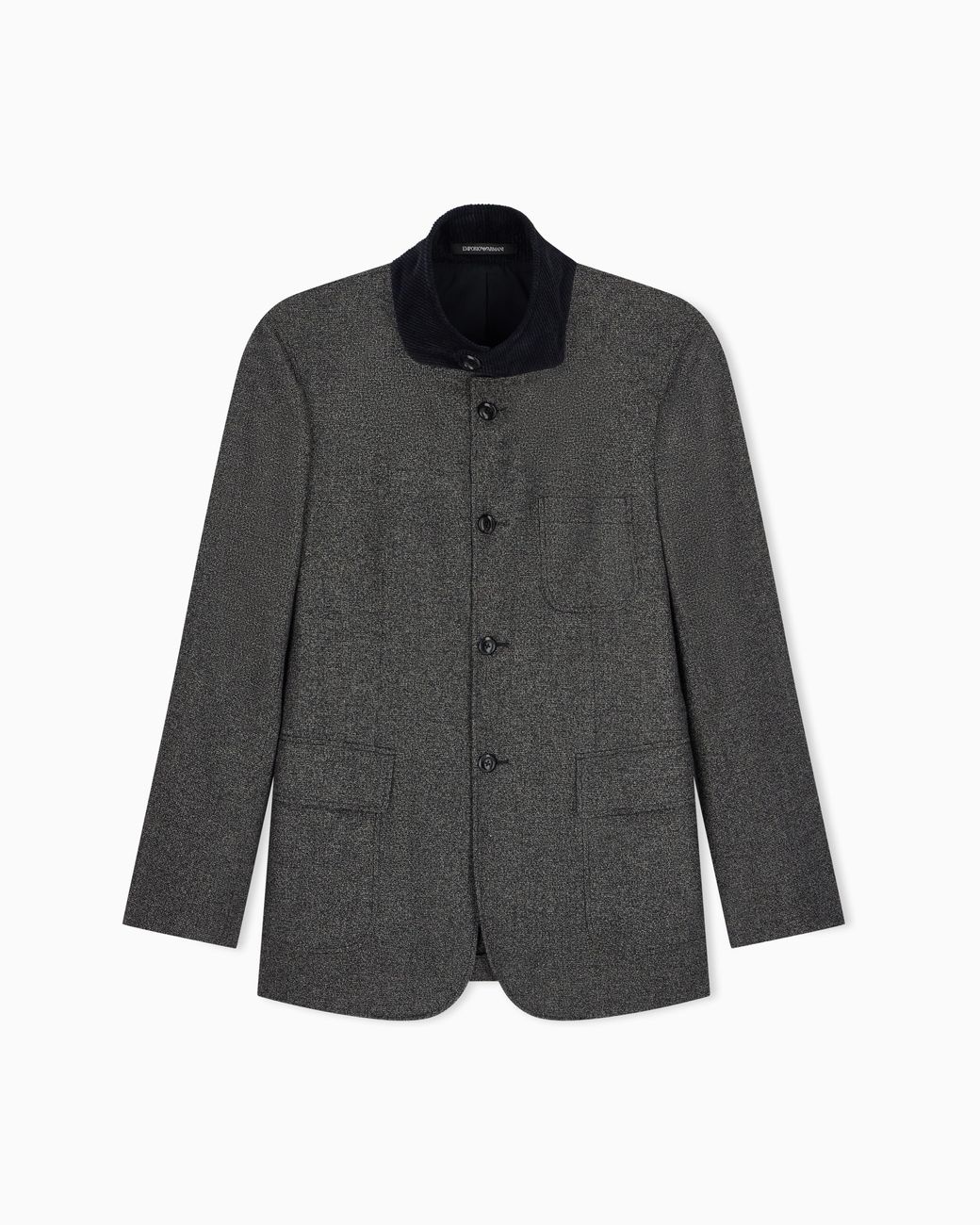 Emporio Armani Gray Single-Breasted Mouliné Wool-Blend Jacket Signature Capsule for men
