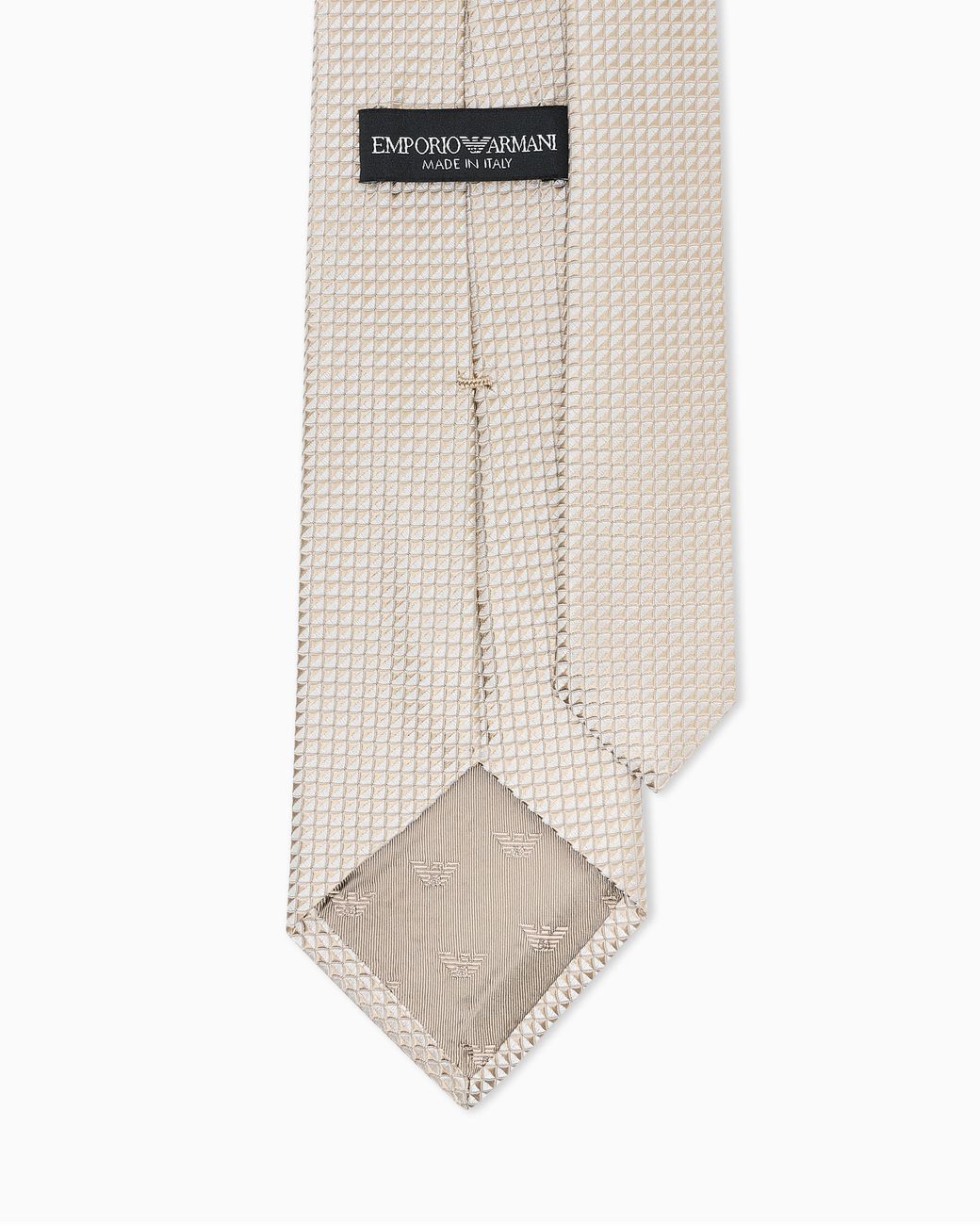 Emporio Armani White Textured Pure Silk Tie for men