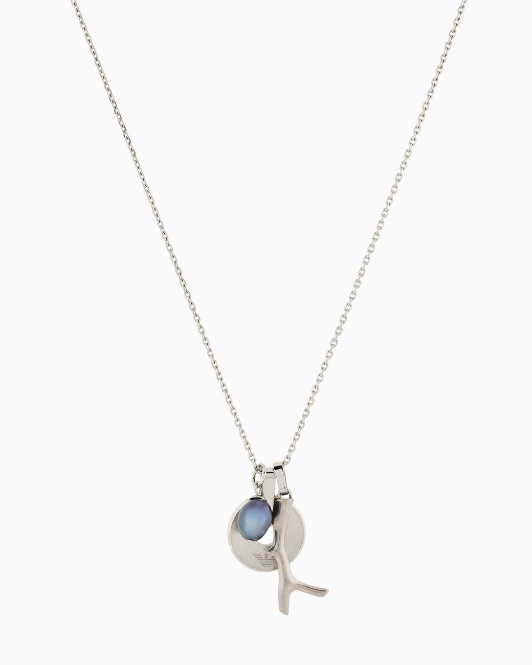 Emporio Armani Metallic Freshwater Pearl Stainless Steel Pendant Necklace for men
