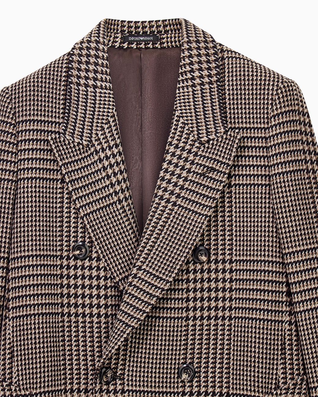 Emporio Armani Brown Double-Breasted Virgin Wool Coat for men