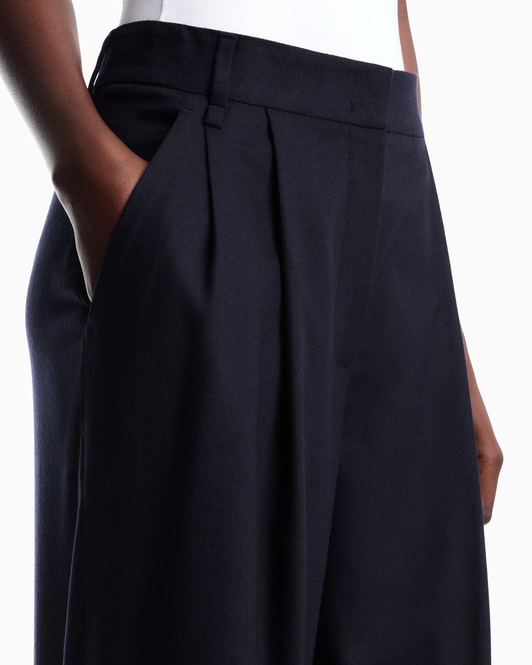 Emporio Armani Blue Pleated Wool Flannel Pants Signature Capsule