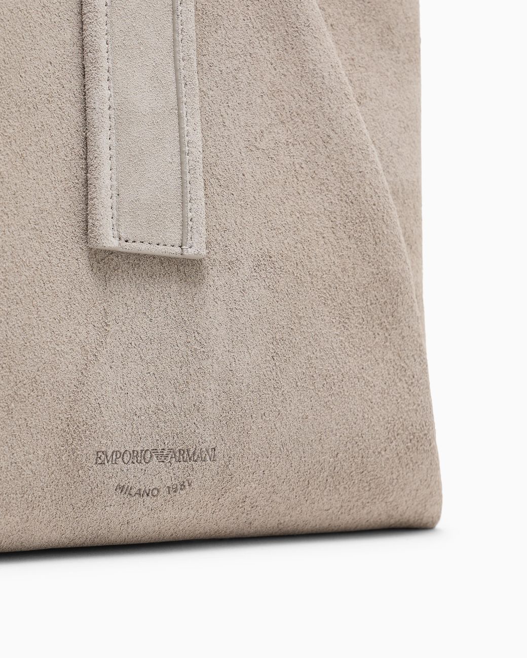 Emporio Armani Natural Suede Shoulder Bag With An Adjustable Strap And Metal Studs