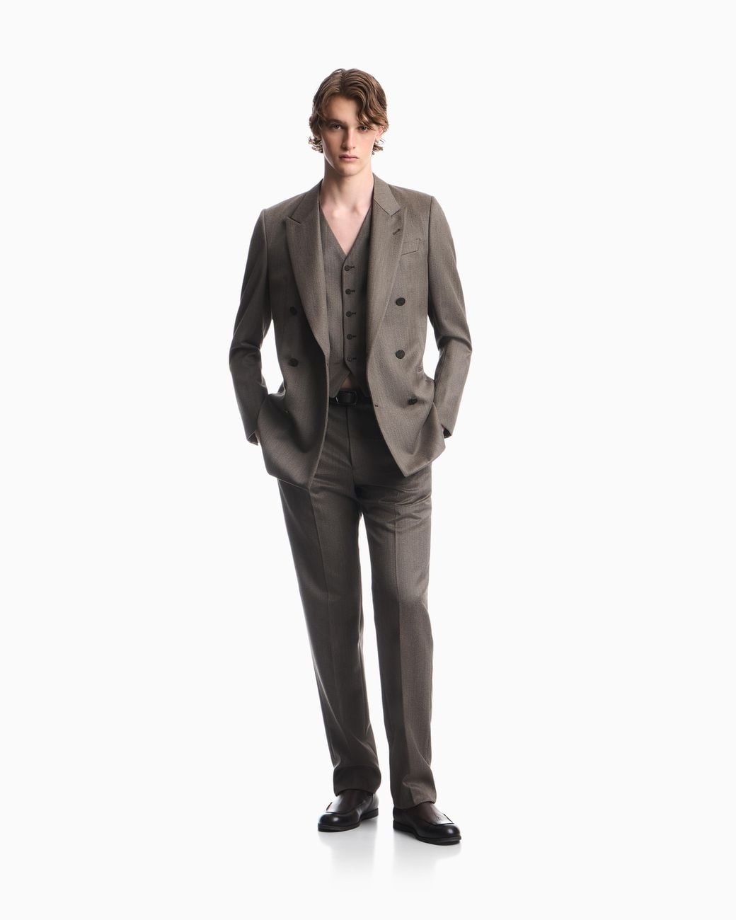 Emporio Armani Gray Double-Breasted Jacket for men