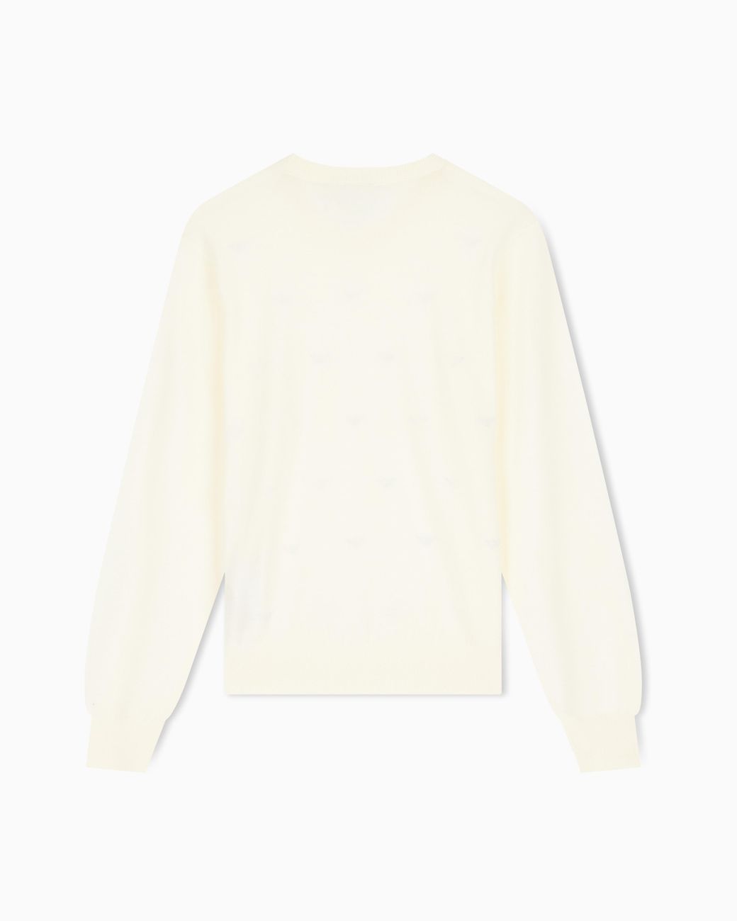 Emporio Armani White Crew-Neck Virgin Wool Pullover With Rhinestone Details
