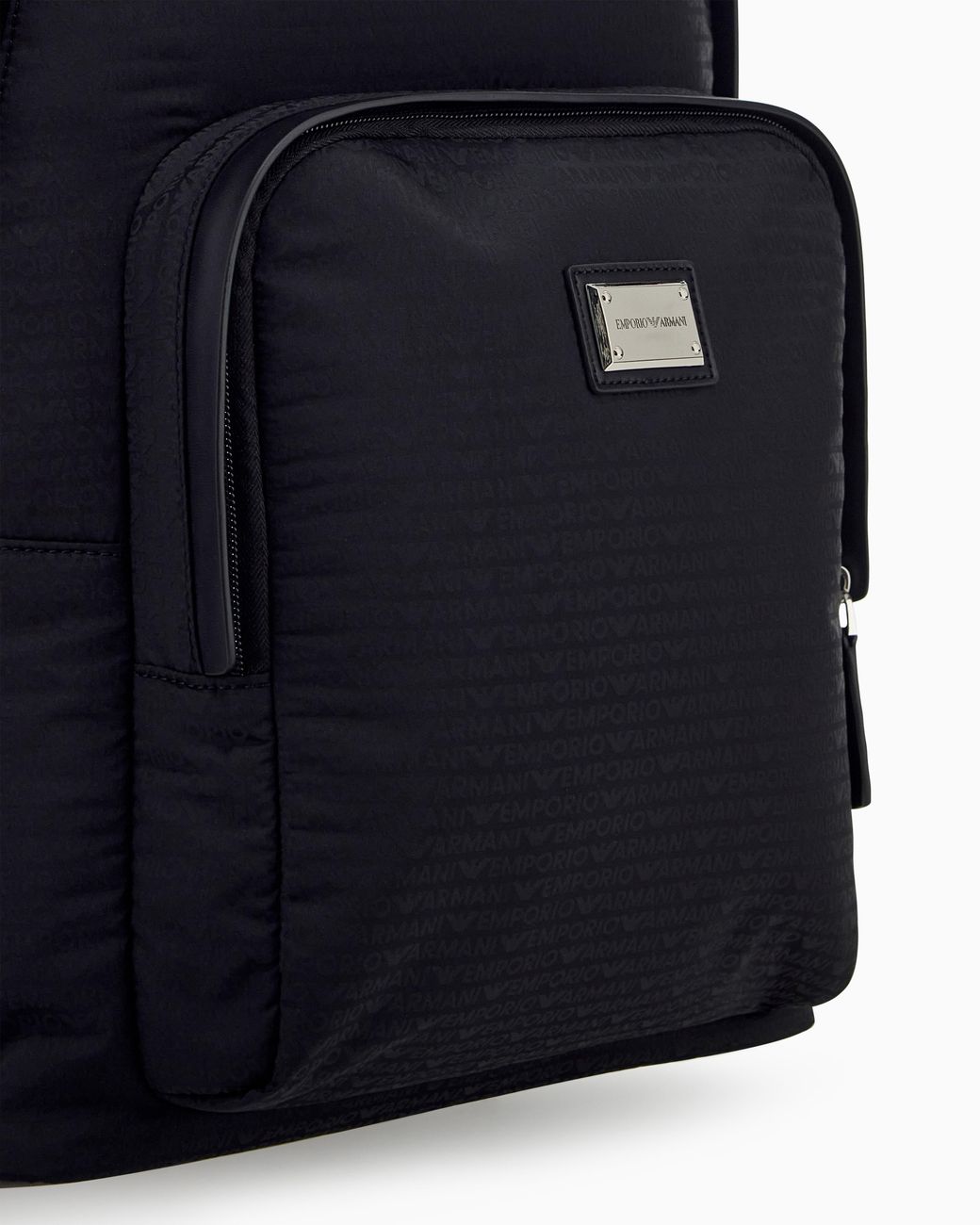 Emporio Armani Blue Backpack With A Front Zip Pocket And A Metal Logo Plaque for men